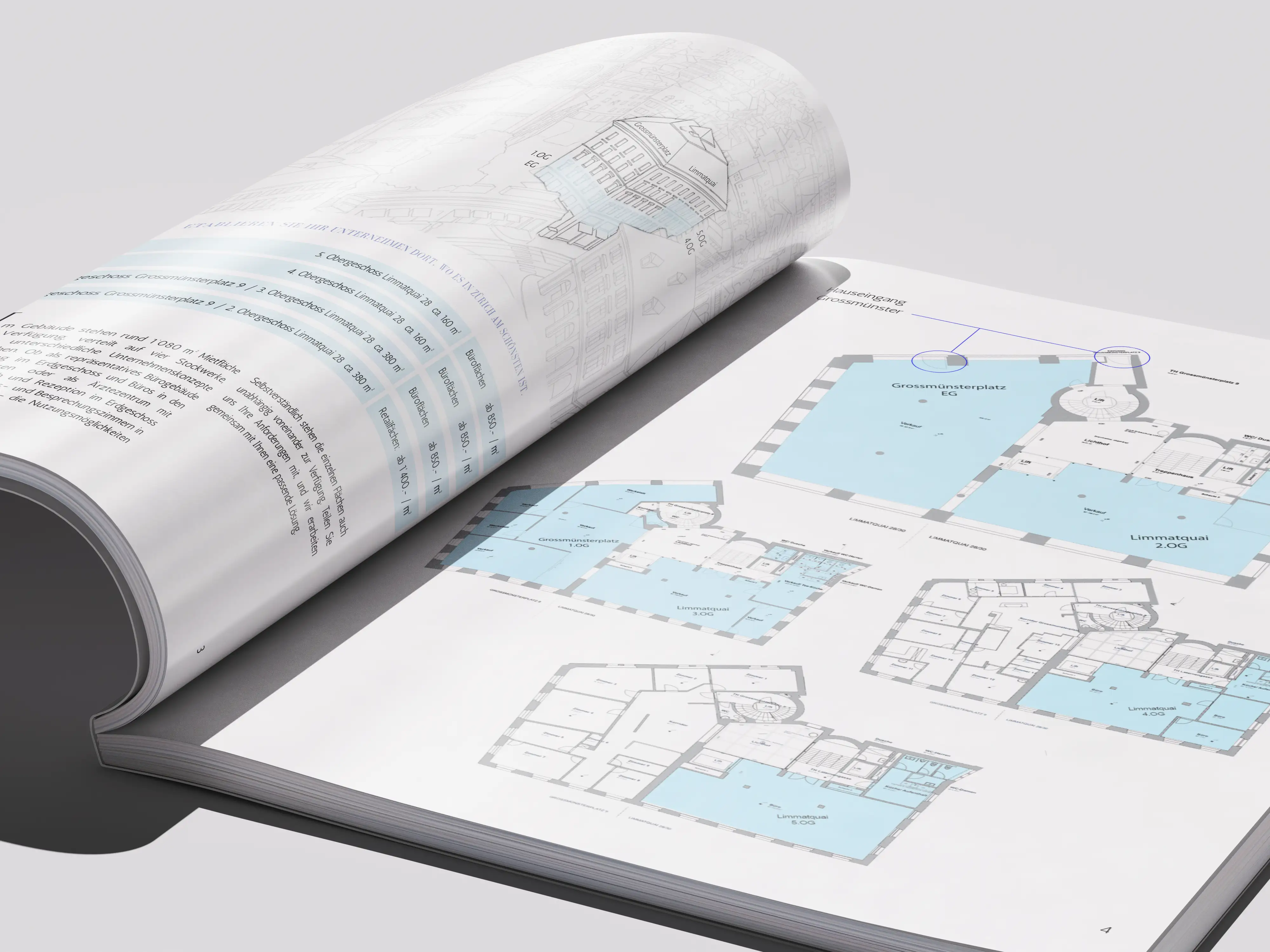 BESEDER brochure detail spread mockup